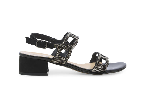 Melluso Sandali Cerimonia Tacco Medio due fasce Microstrass Neri K35182Z-251613